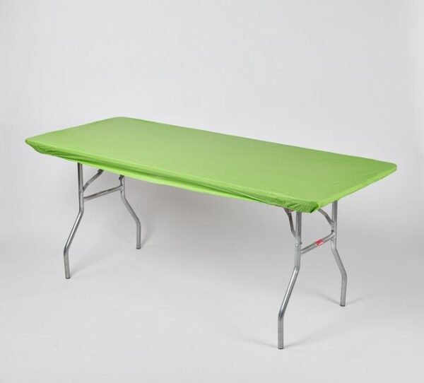 a green table with a green cover