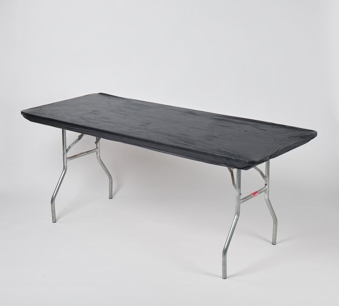 a black table with metal legs