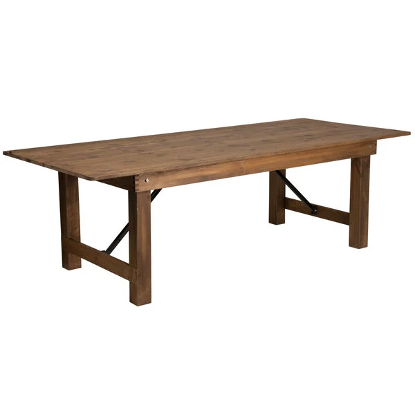 9' X 40" Rectangular Solid Pine Folding Farm Table