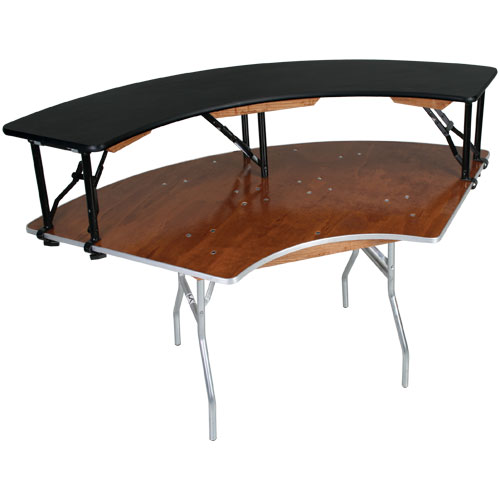 6' X 12" Wood Table Top Serpentine Two Tier Bar - Black