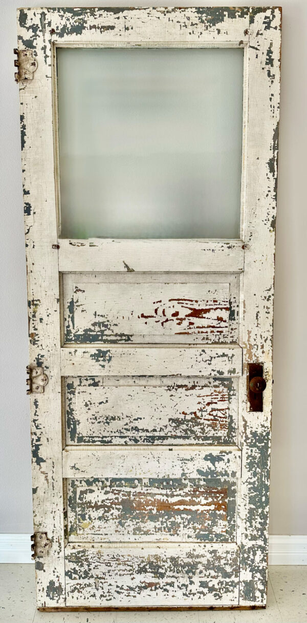 Antique White Wood Door W/ Window