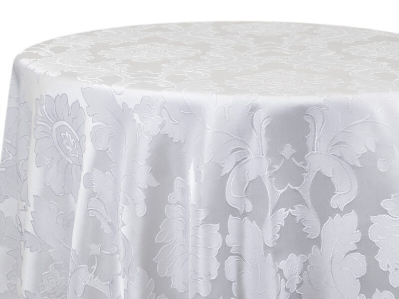 White Damask Square Tablecloths (ak135)