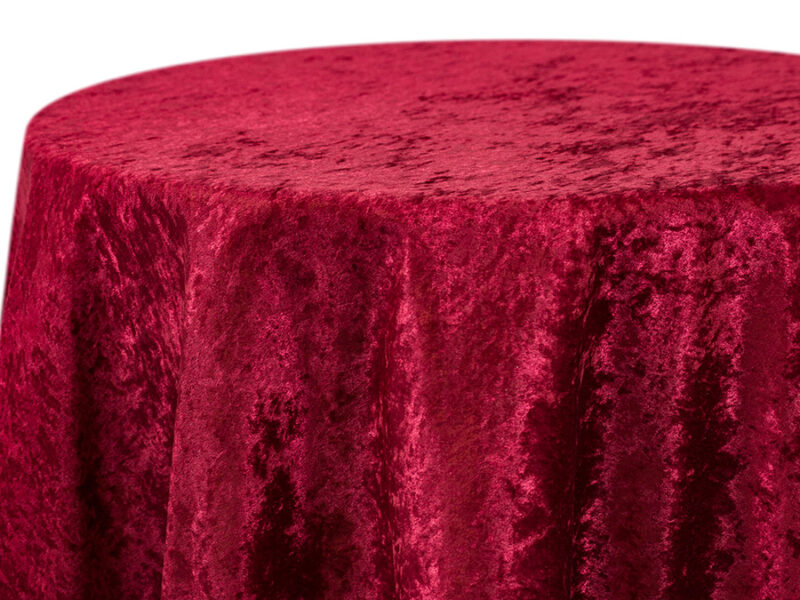 Burgundy Velour Crushed Round Tablecloths (032)